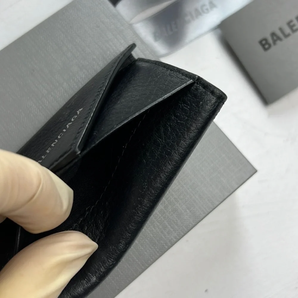 BALENCIAGA Papier Mini Leather Key Ring Case Auth.Black w.box, ribbon unisex